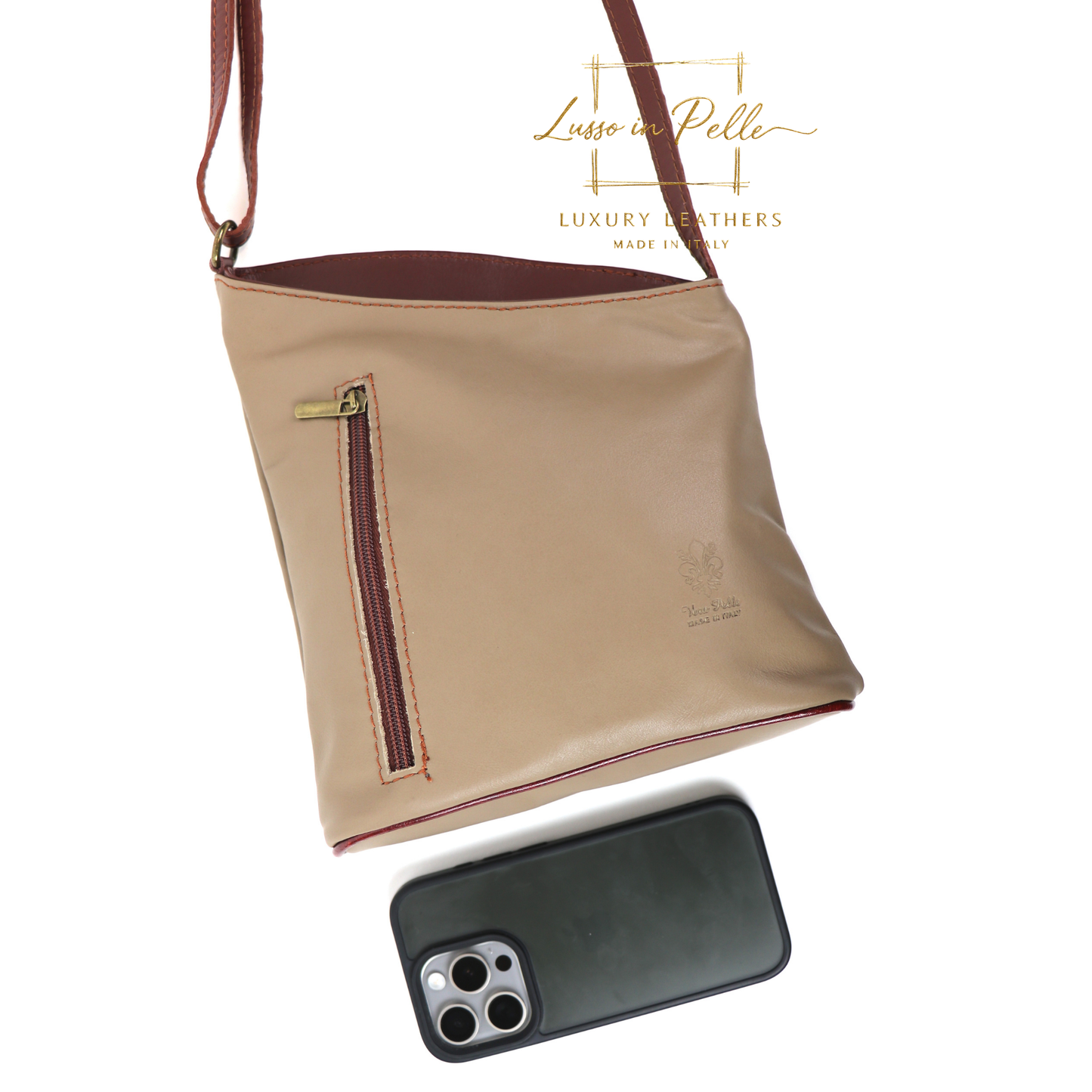 Genuine Soft Italian Leather Crossbody Messenger Handbag