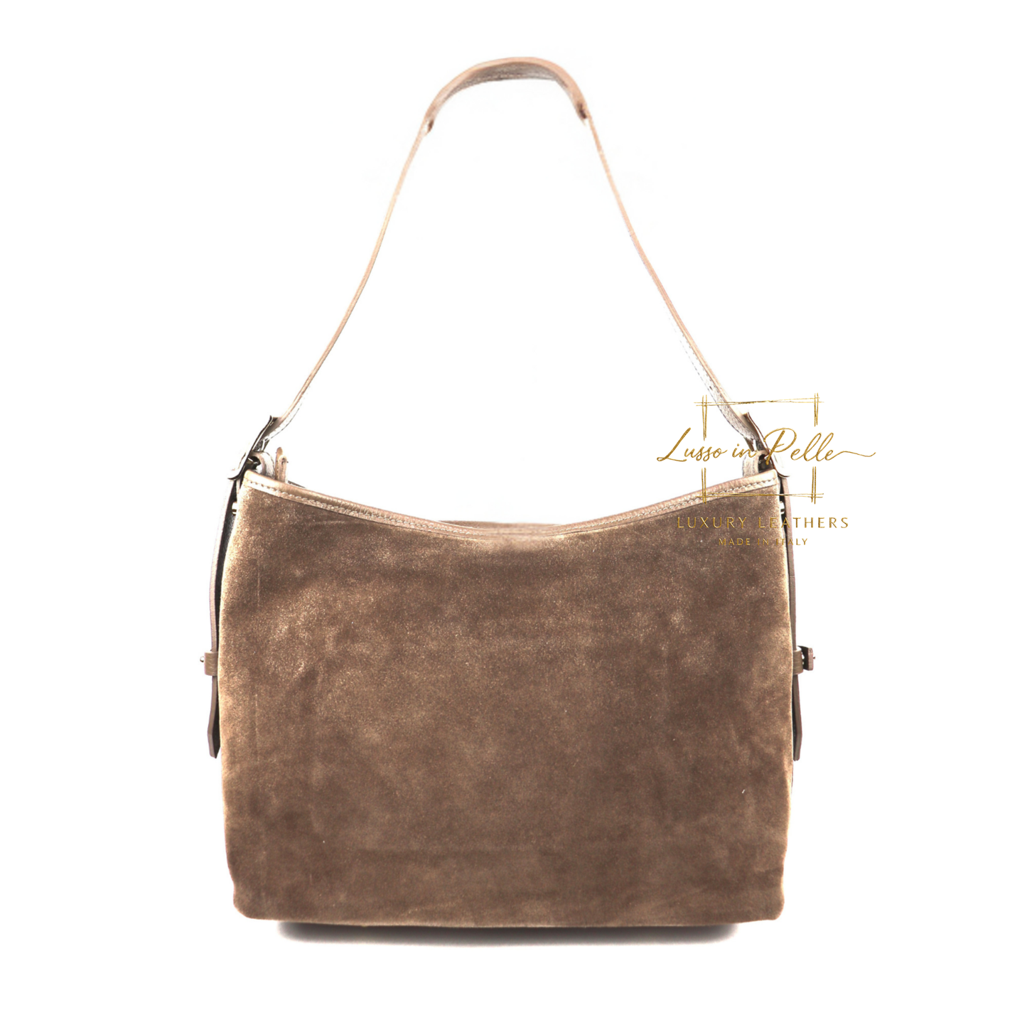 Medium Suede Handbag with Adjustable Leather Straps