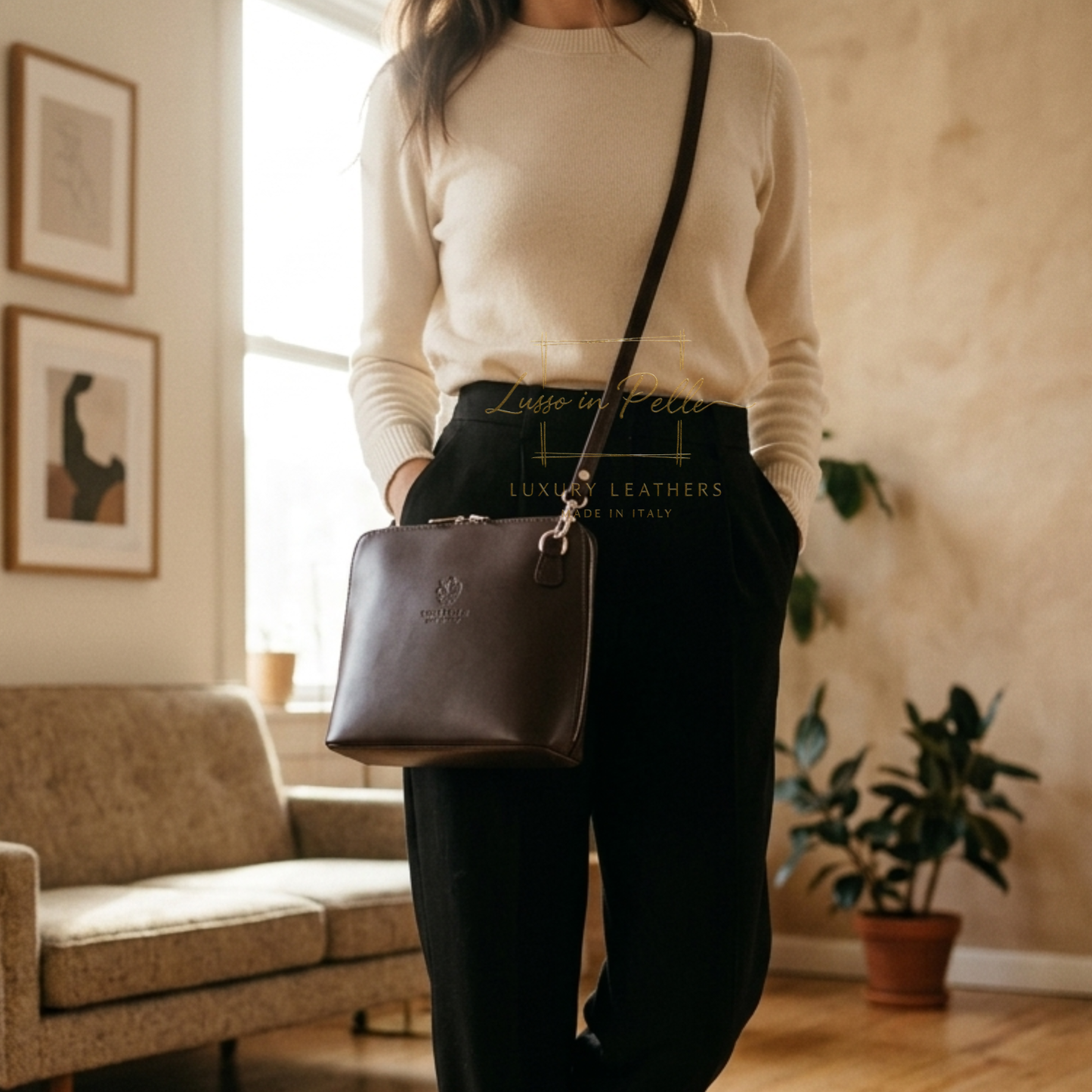 Ella Medium Leather Handbag with Detachable/Adjustable Straps