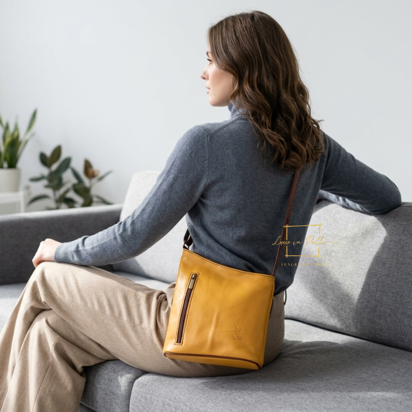 Genuine Soft Italian Leather Crossbody Messenger Handbag