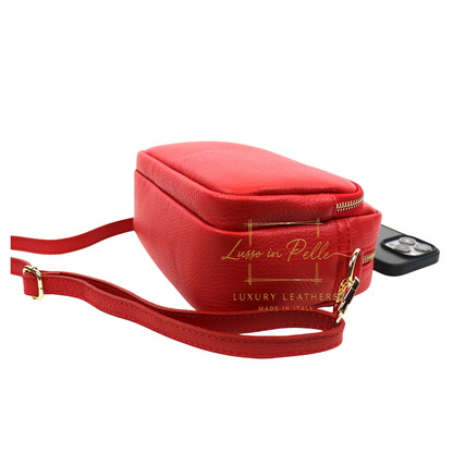 Double Zip Genuine Italian Leather Handbag
