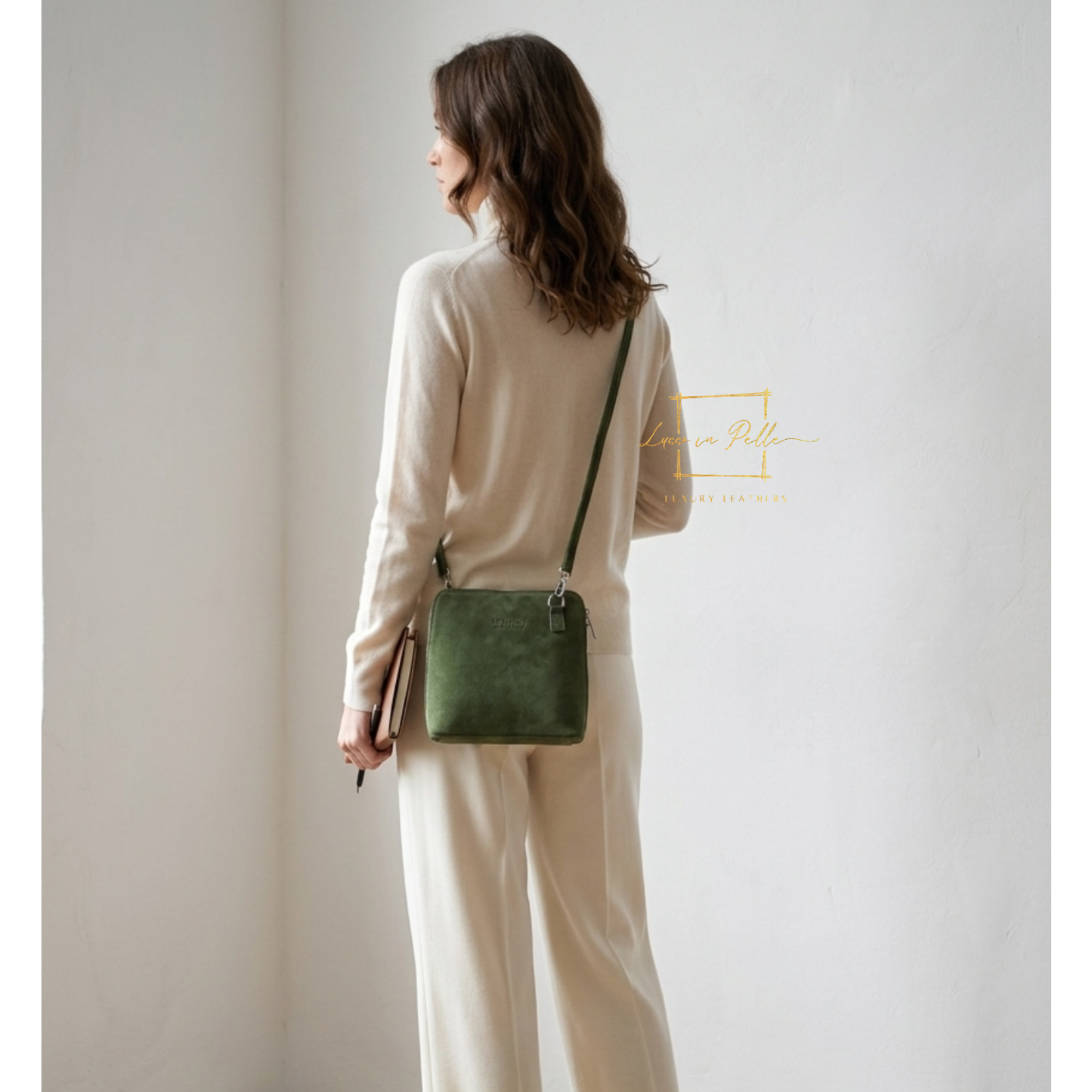 Ella Small Square Suede Crossbody Bag with Detachable Straps