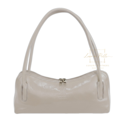 Buffered Leather Elongated Structured Florence Shoulder Bag