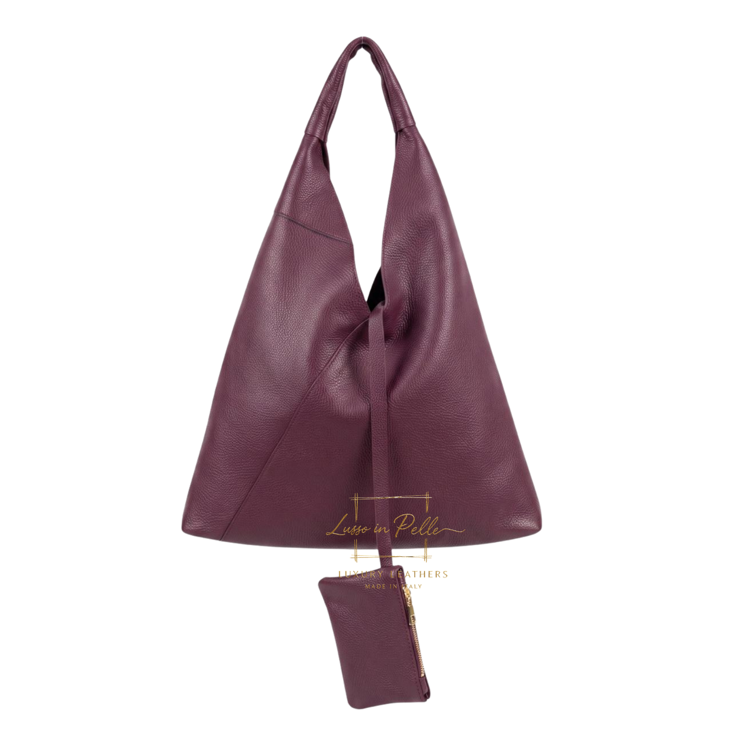Genuine Leather Hobo Shoulder Bag with Matching Coin Pouch