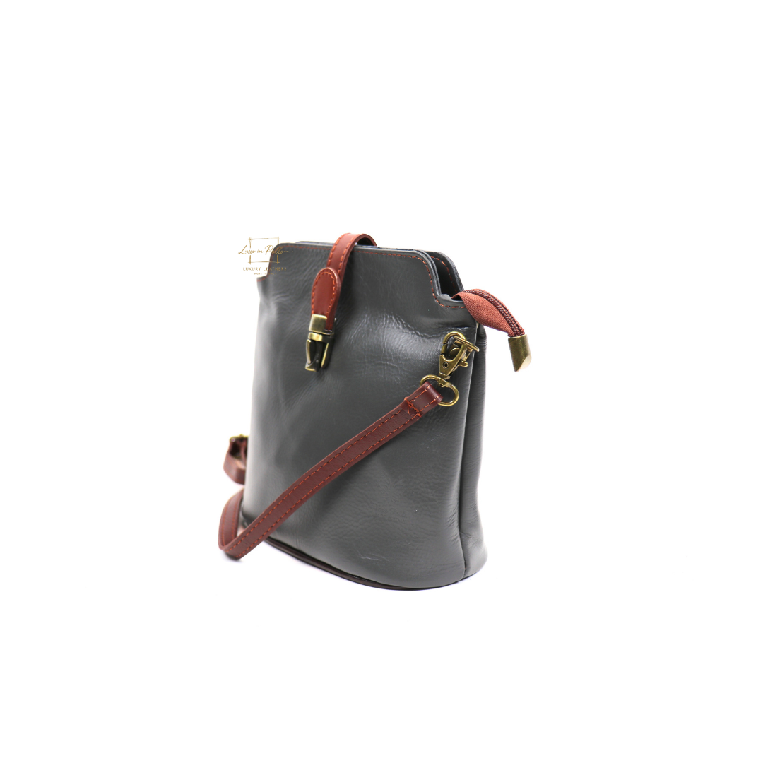 Vera Pelle Leather Crossbody Bag - Lussoinpelle darkgray Crossbody bags