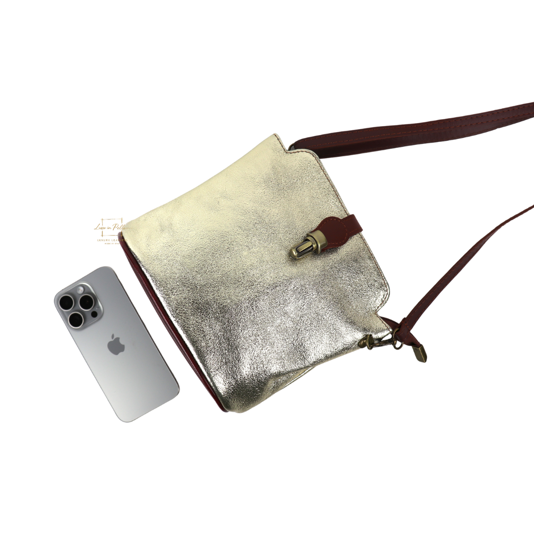 Vera Pelle Leather Crossbody Bag - Lussoinpelle gold Crossbody bags