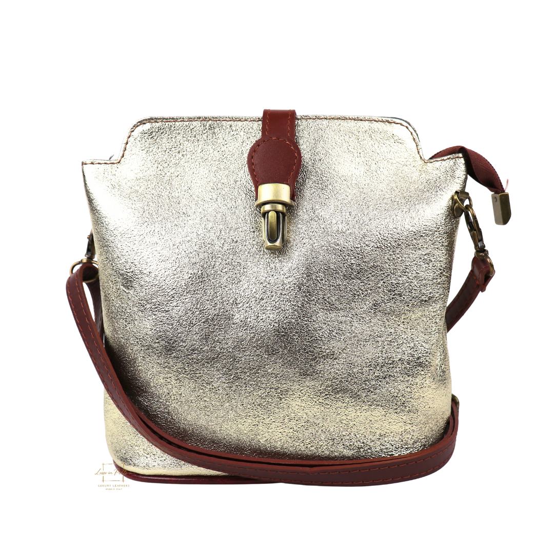 Vera Pelle Leather Crossbody Bag - Lussoinpelle gold Crossbody bags