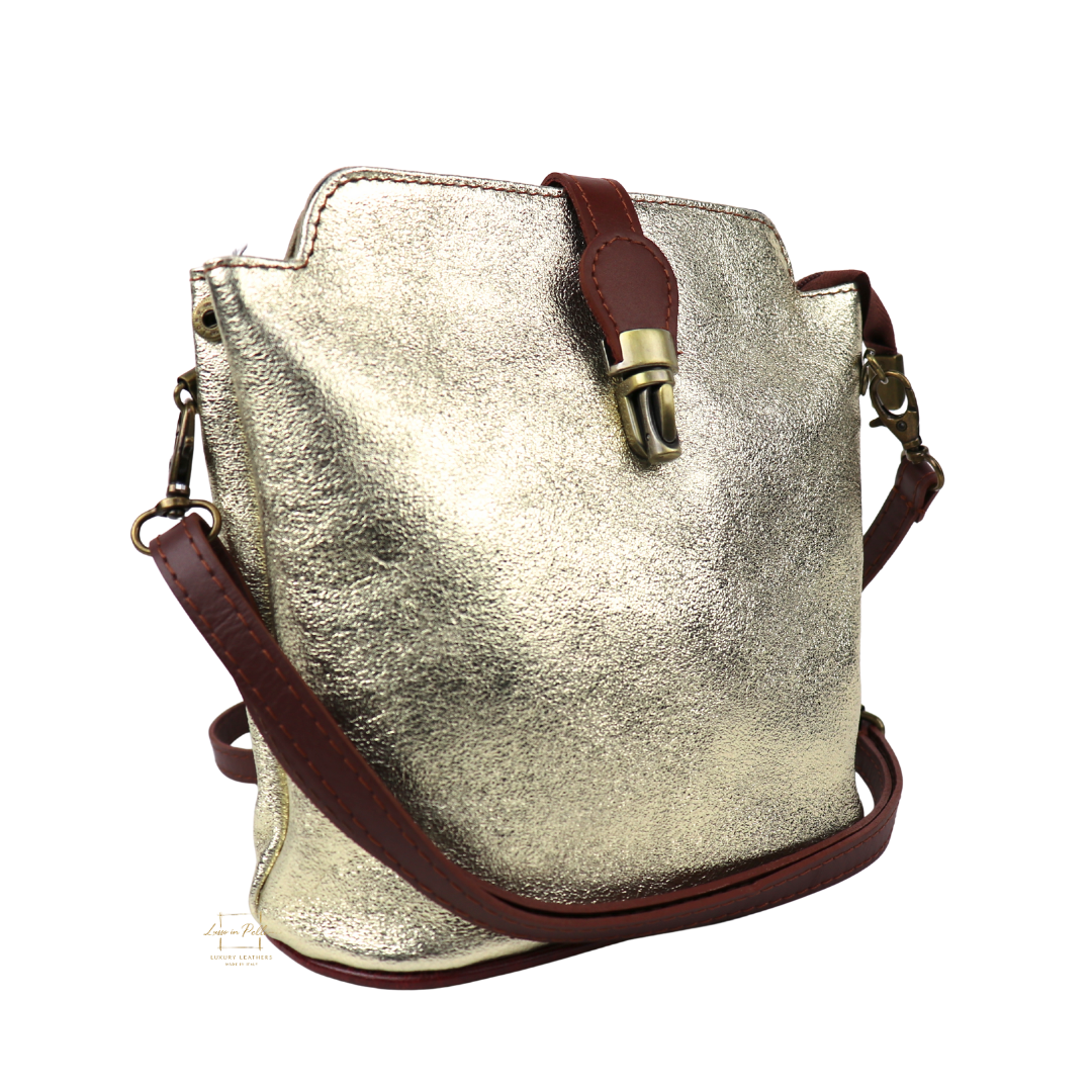 Vera Pelle Leather Crossbody Bag - Lussoinpelle gold Crossbody bags