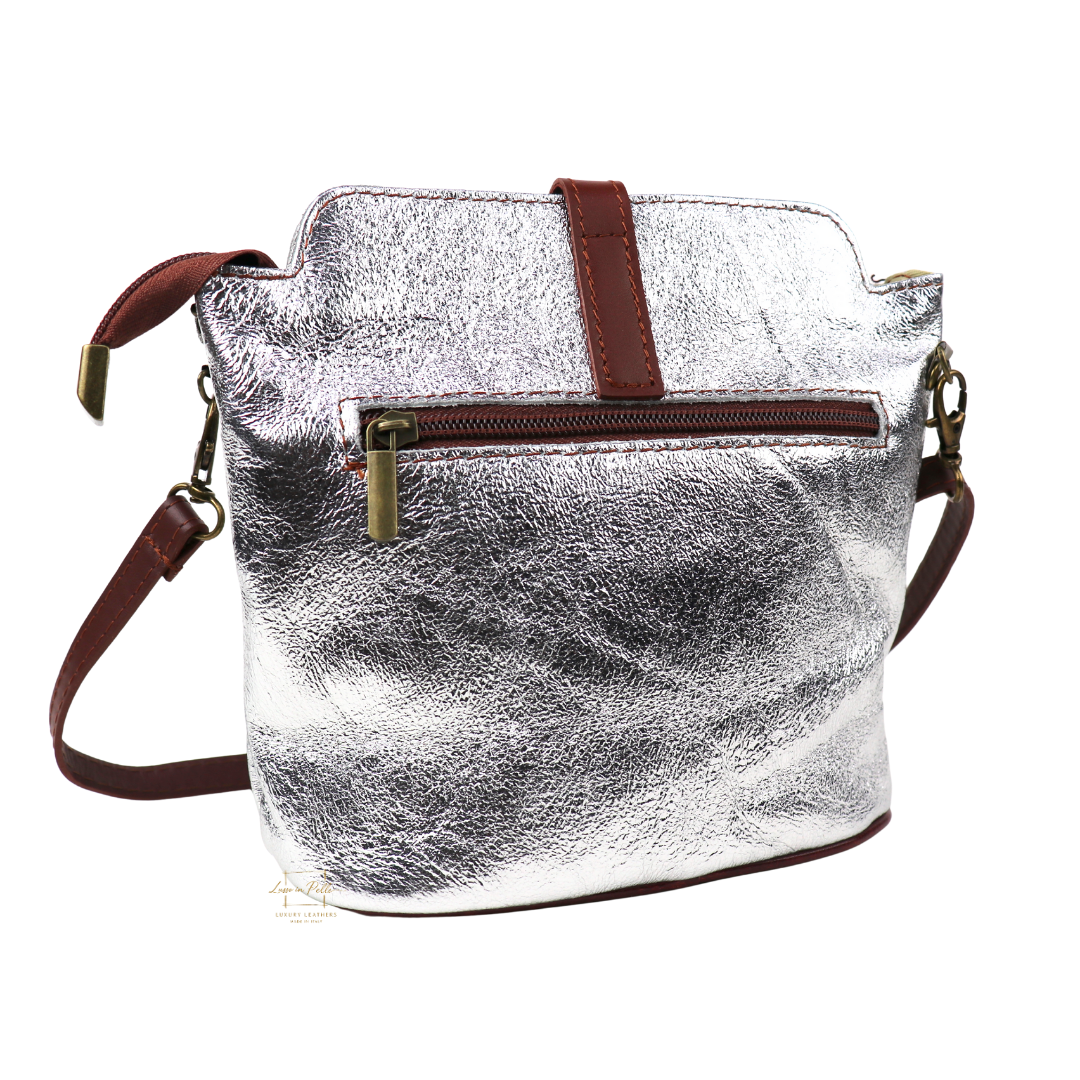 Vera Pelle Leather Crossbody Bag - Lussoinpelle silver Crossbody bags