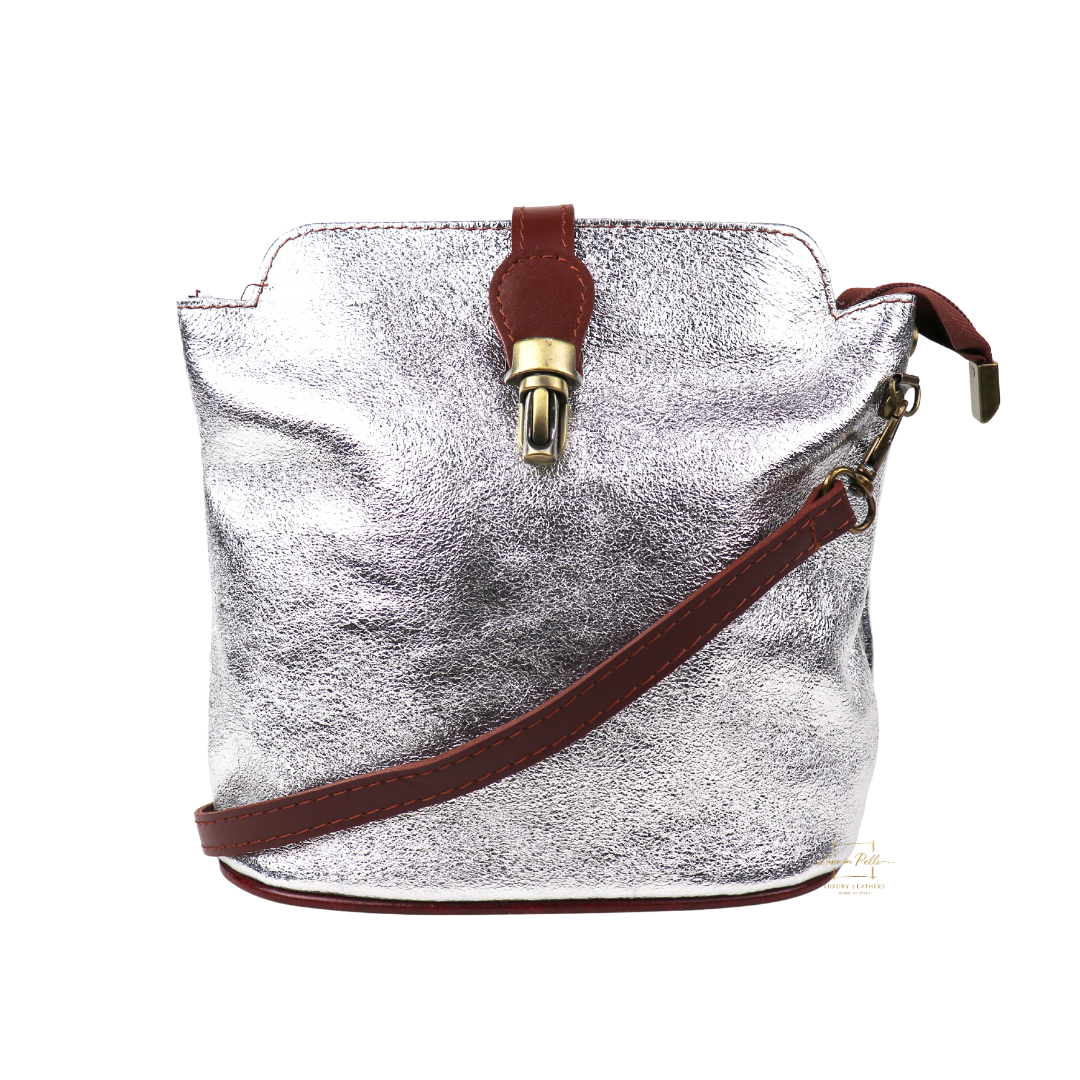 Vera Pelle Leather Crossbody Bag - Lussoinpelle silver Crossbody bags