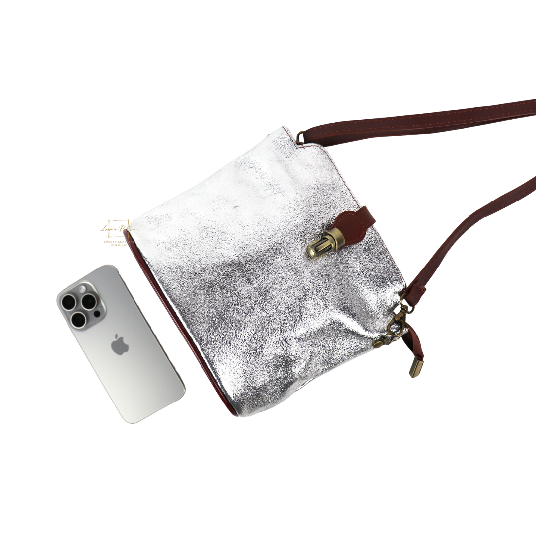 Vera Pelle Leather Crossbody Bag - Lussoinpelle silver Crossbody bags