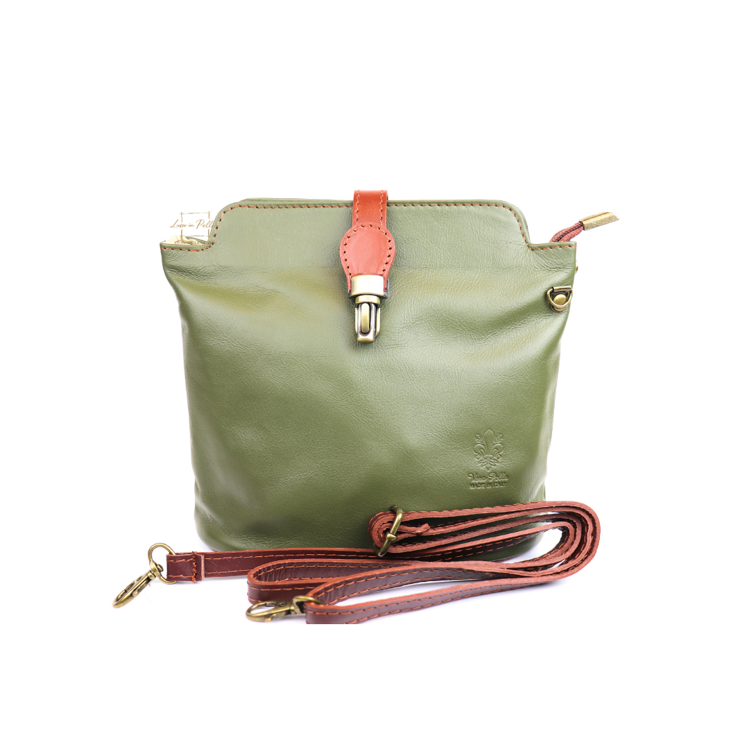 Vera Pelle Leather Crossbody Bag - Lussoinpelle olive Crossbody bags