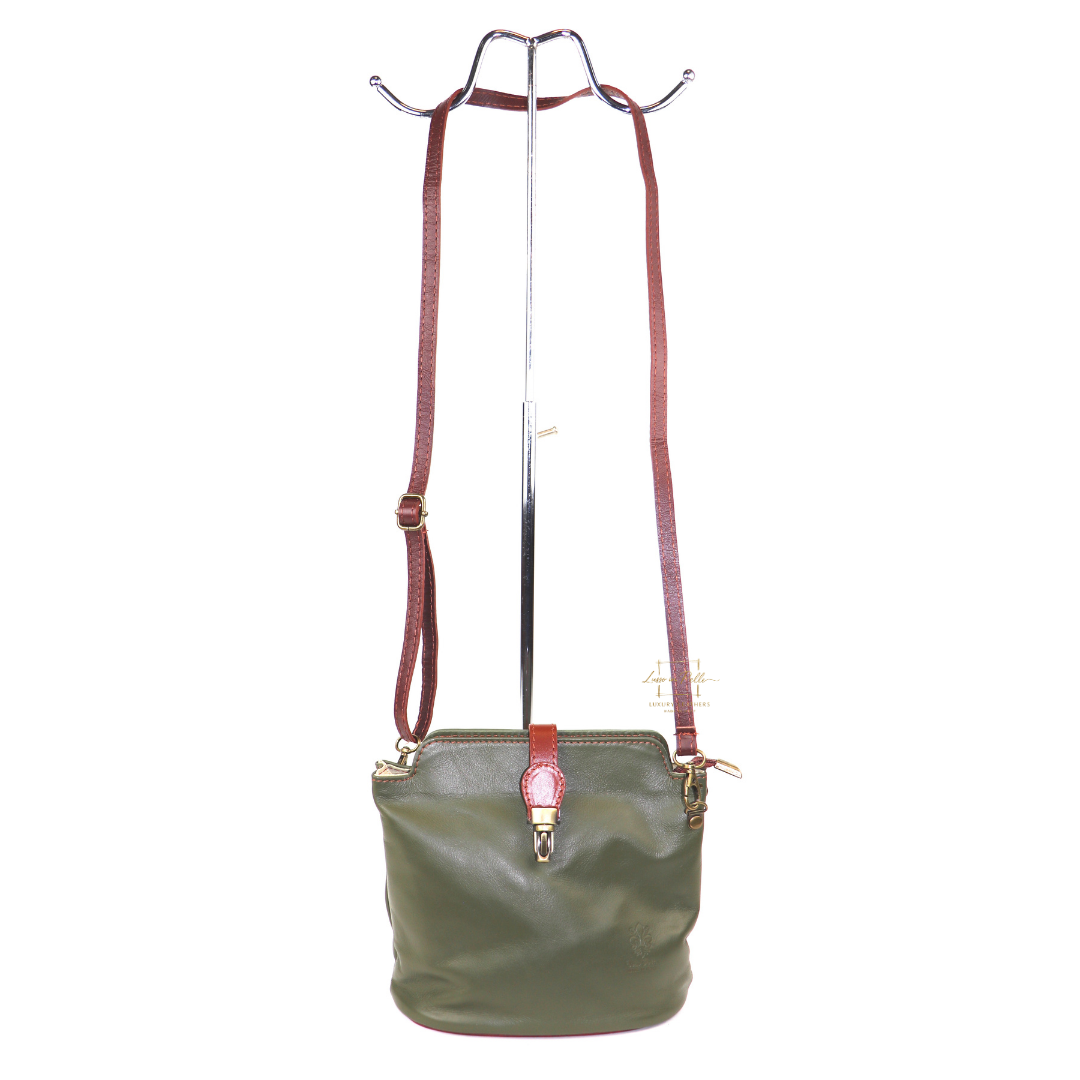 Vera Pelle Leather Crossbody Bag - Lussoinpelle olive Crossbody bags