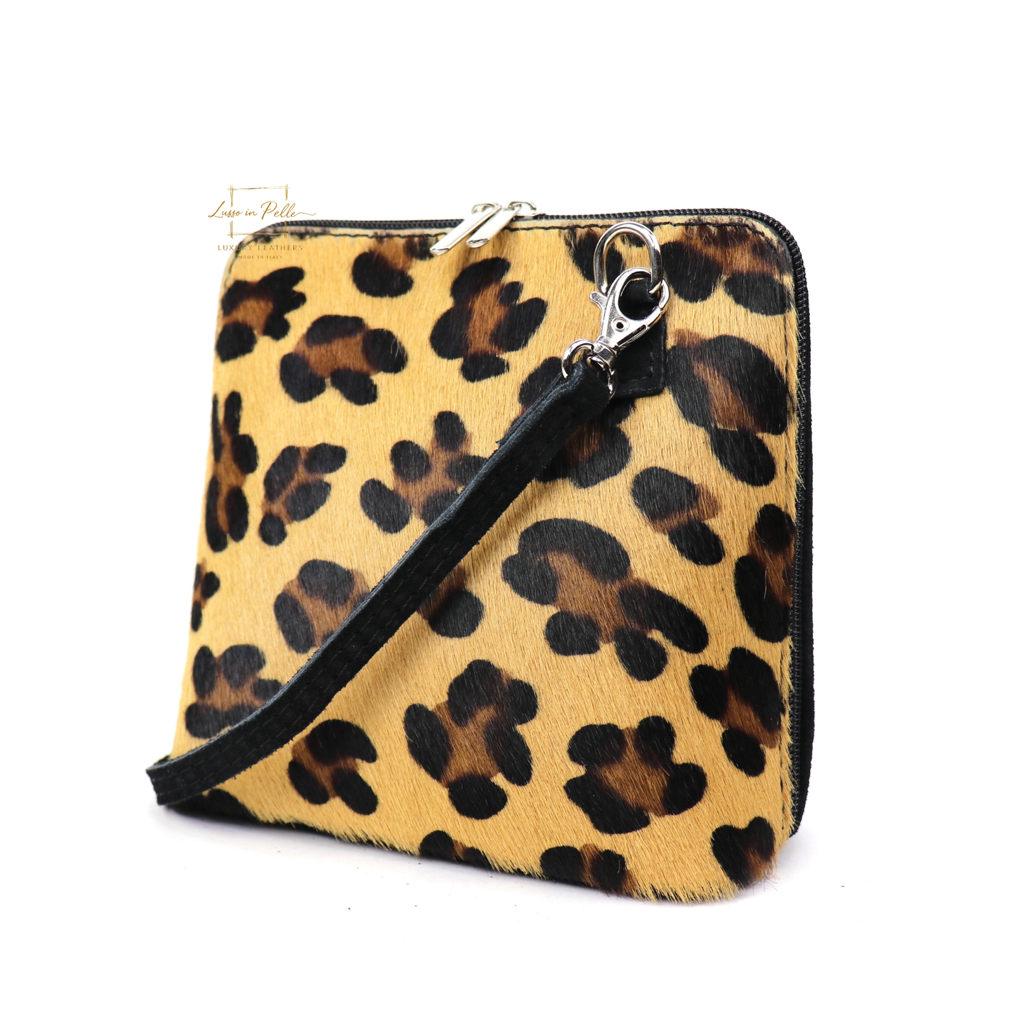 Small Animal Print Fur Suede Crossbody Bag - Lussoinpelle Large leopard Crossbody bags
