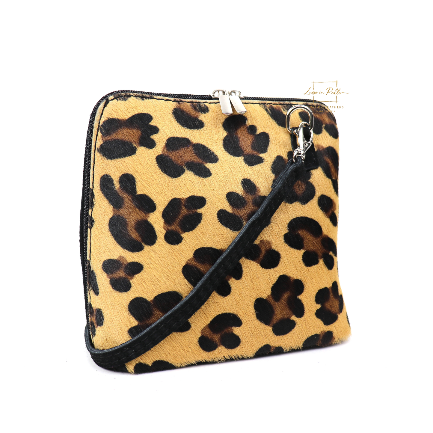 Small Animal Print Fur Suede Crossbody Bag - Lussoinpelle Large leopard Crossbody bags