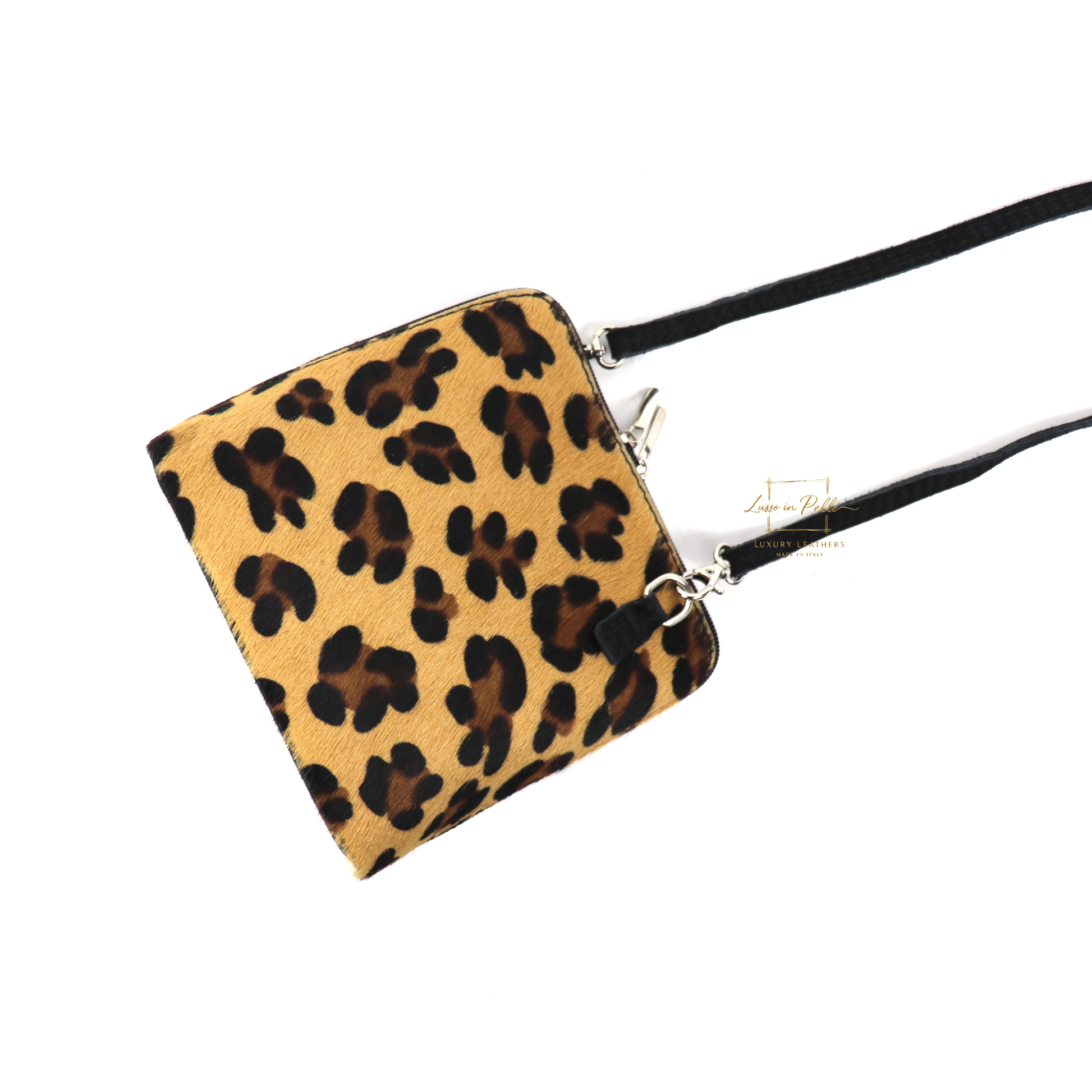 Small Animal Print Fur Suede Crossbody Bag - Lussoinpelle Large leopard Crossbody bags