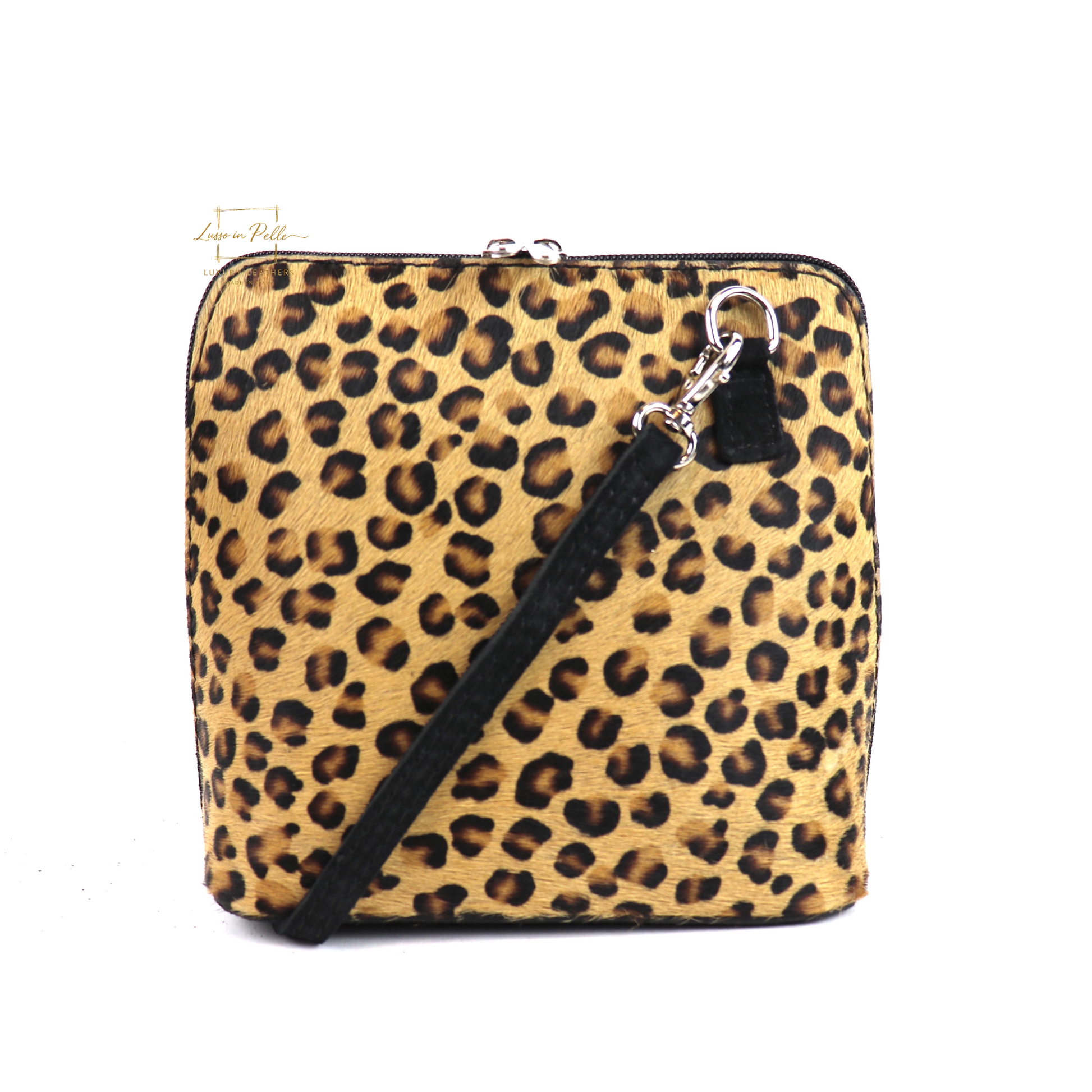 Small Animal Print Fur Suede Crossbody Bag - Lussoinpelle Small leopard Crossbody bags