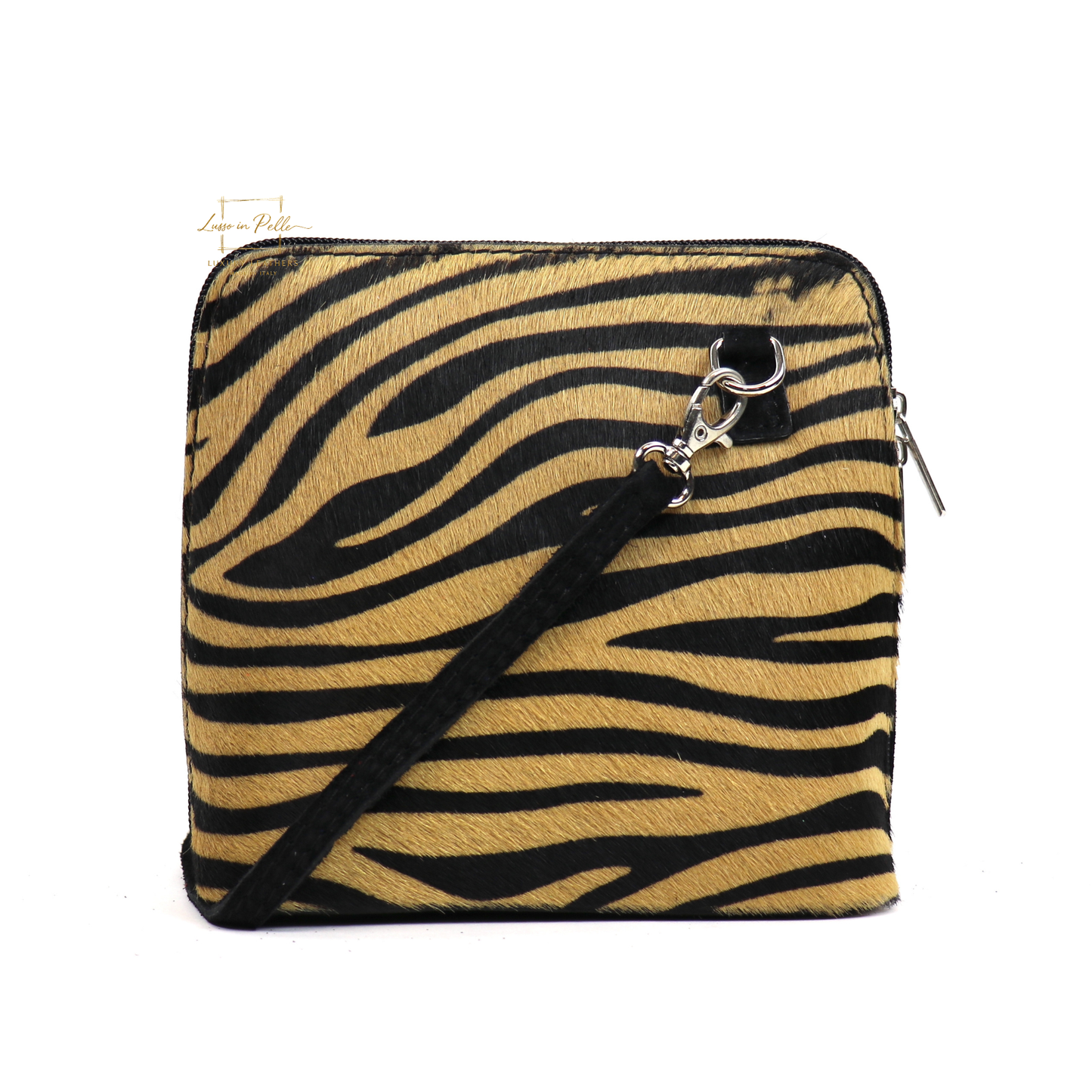 Small Animal Print Fur Suede Crossbody Bag - Lussoinpelle Tiger Crossbody bags
