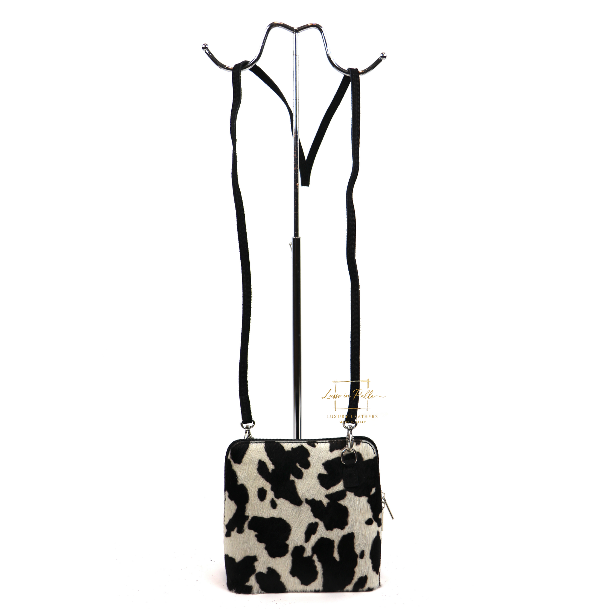 Small Animal Print Fur Suede Crossbody Bag - Lussoinpelle Cow Crossbody bags