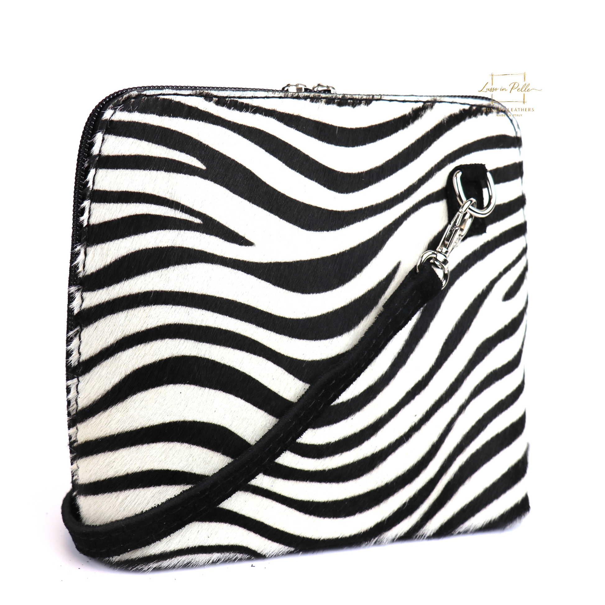 Small Animal Print Fur Suede Crossbody Bag - Lussoinpelle Zebra Crossbody bags