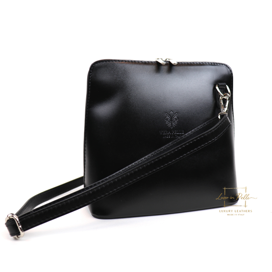 Large Genuine Italian Leather Handbag with Detachable Straps - Lussoinpelle Black backpack