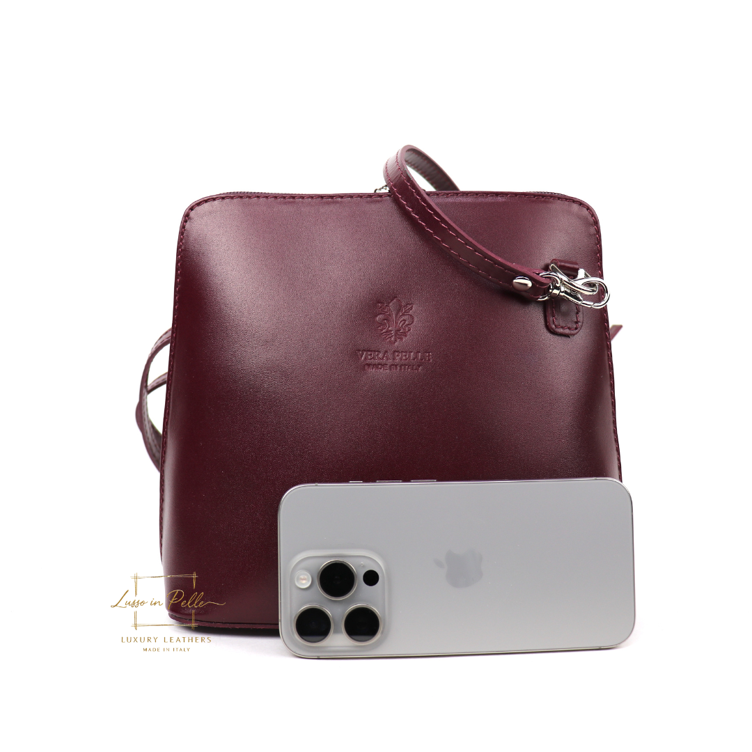 Large Genuine Italian Leather Handbag with Detachable Straps - Lussoinpelle Burgundy backpack