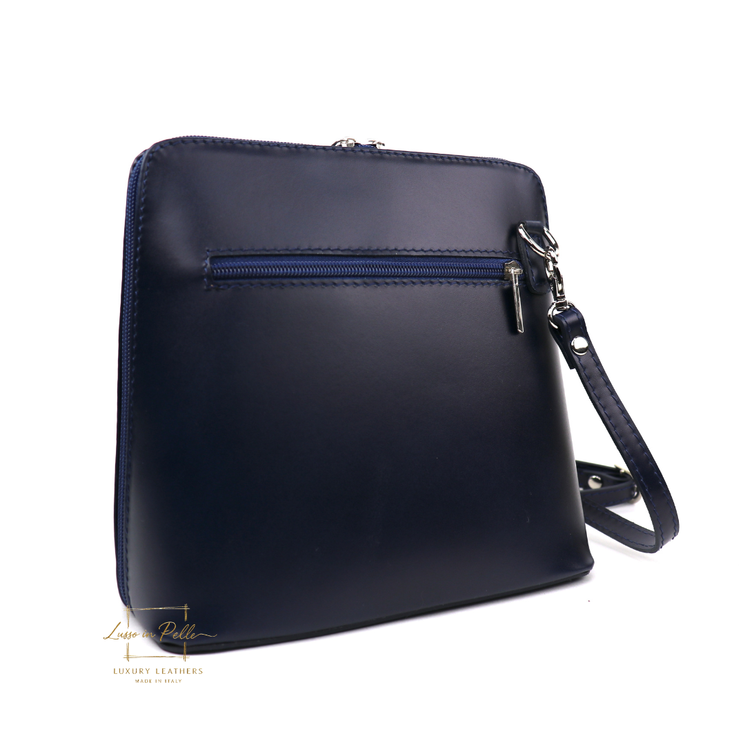 Large Genuine Italian Leather Handbag with Detachable Straps - Lussoinpelle Navy backpack