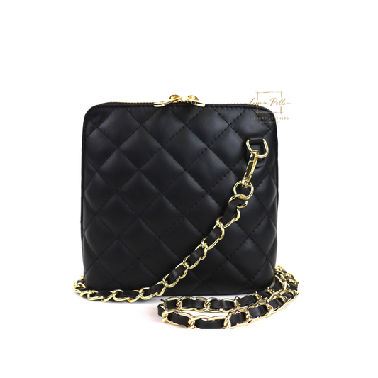 Small Quilted Crossbody Bag - Lussoinpelle Black Crossbody bags