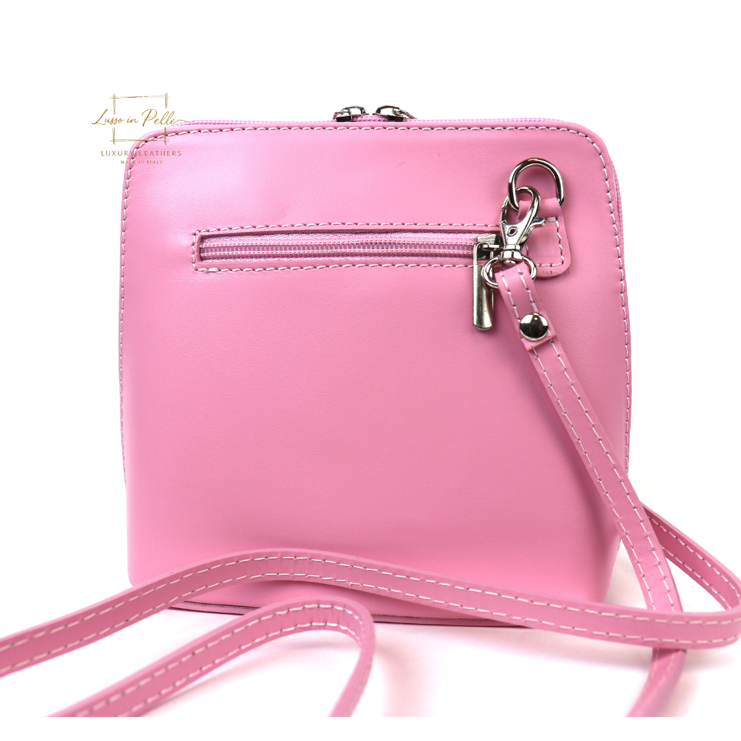 Small Handmade Leather Crossbody Bag - Elegant Women's Handbag - Lussoinpelle Baby Pink Crossbody bags