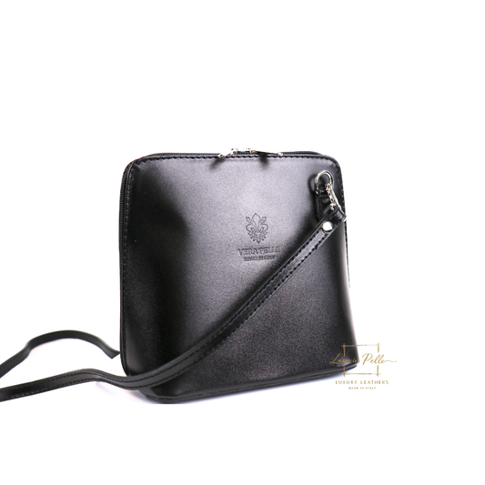 Small Handmade Leather Crossbody Bag - Elegant Women's Handbag - Lussoinpelle Black Crossbody bags
