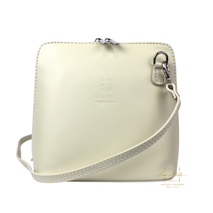 Small Handmade Leather Crossbody Bag - Elegant Women's Handbag - Lussoinpelle Cream Crossbody bags