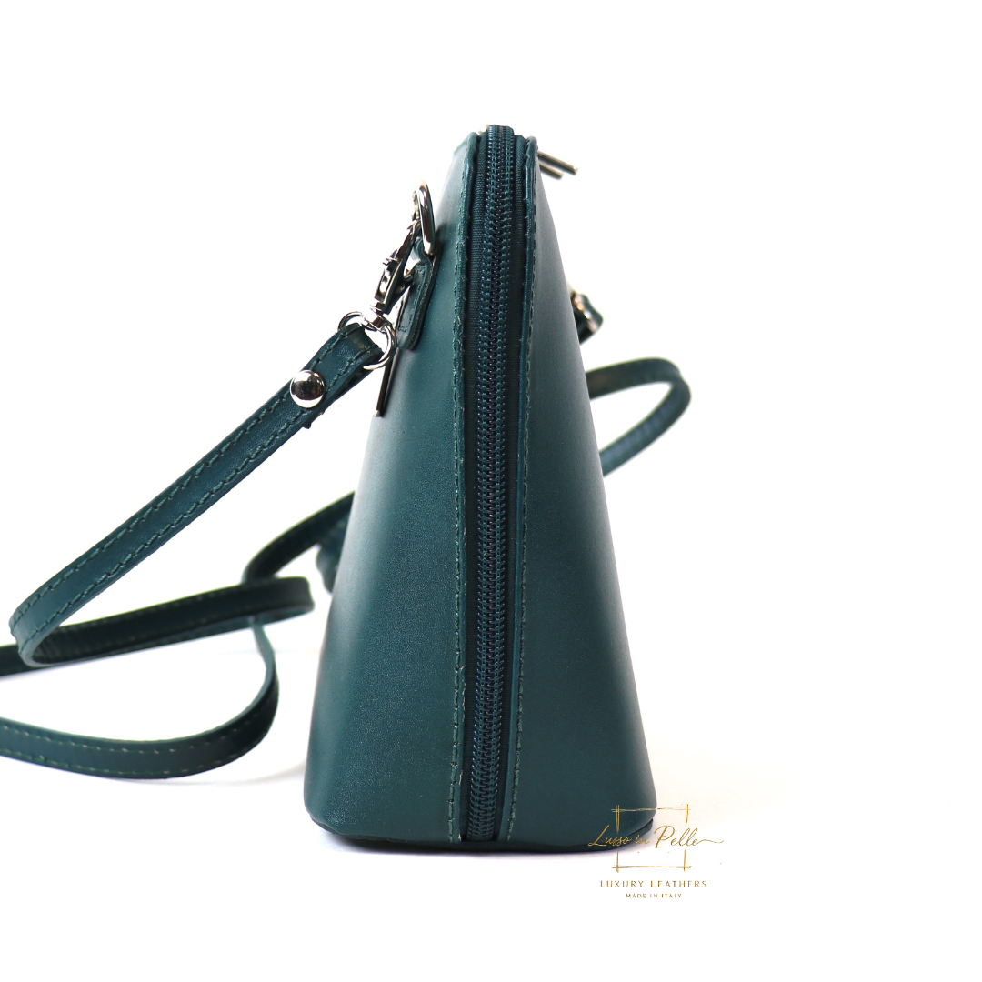 Small Handmade Leather Crossbody Bag - Elegant Women's Handbag - Lussoinpelle Dark teal Crossbody bags