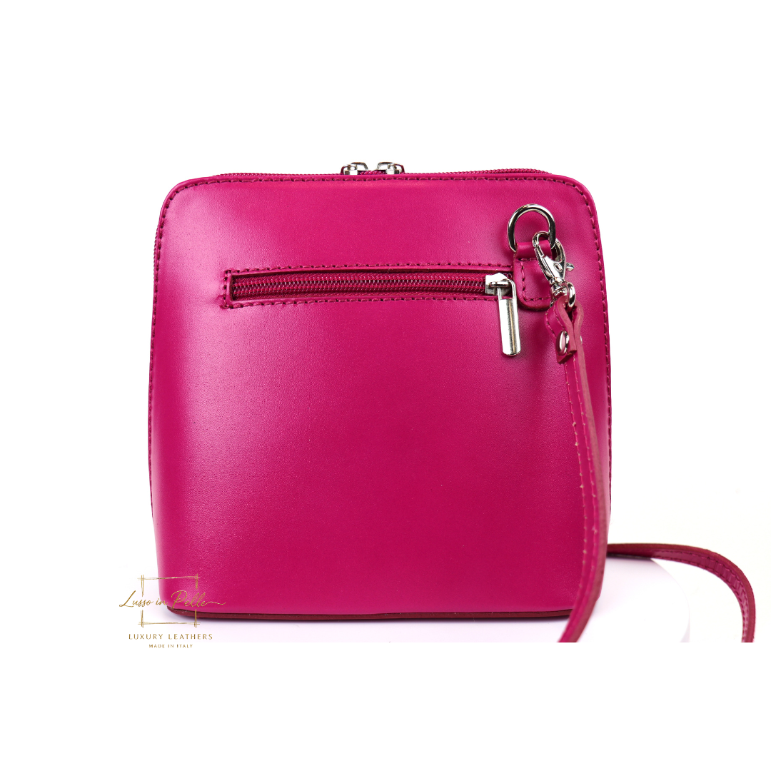 Small Handmade Leather Crossbody Bag - Elegant Women's Handbag - Lussoinpelle Fuchsia Crossbody bags