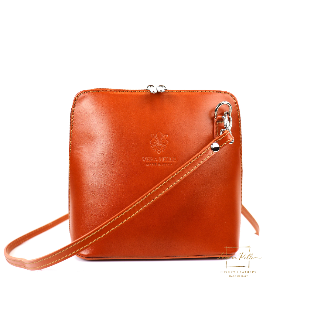 Small Handmade Leather Crossbody Bag - Elegant Women's Handbag - Lussoinpelle Light tan Crossbody bags