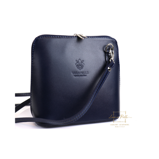 Small Handmade Leather Crossbody Bag - Elegant Women's Handbag - Lussoinpelle Navy Crossbody bags