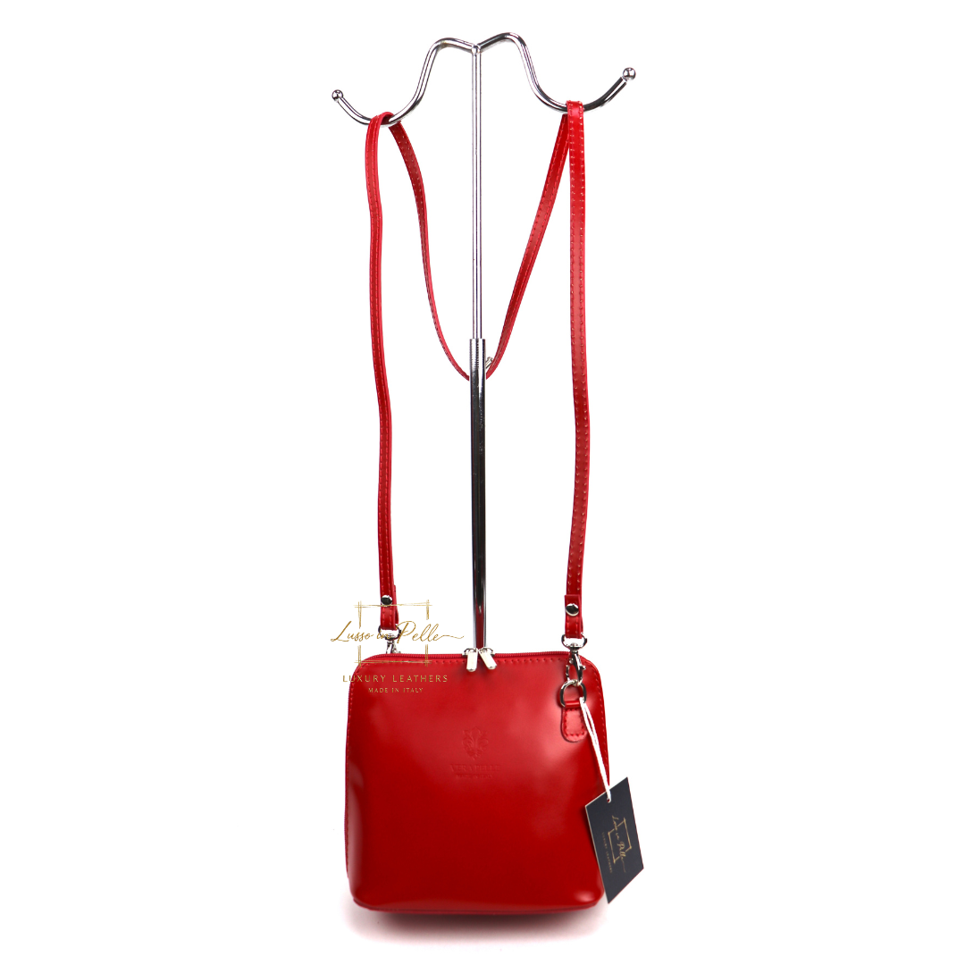 Small Handmade Leather Crossbody Bag - Elegant Women's Handbag - Lussoinpelle Red Crossbody bags