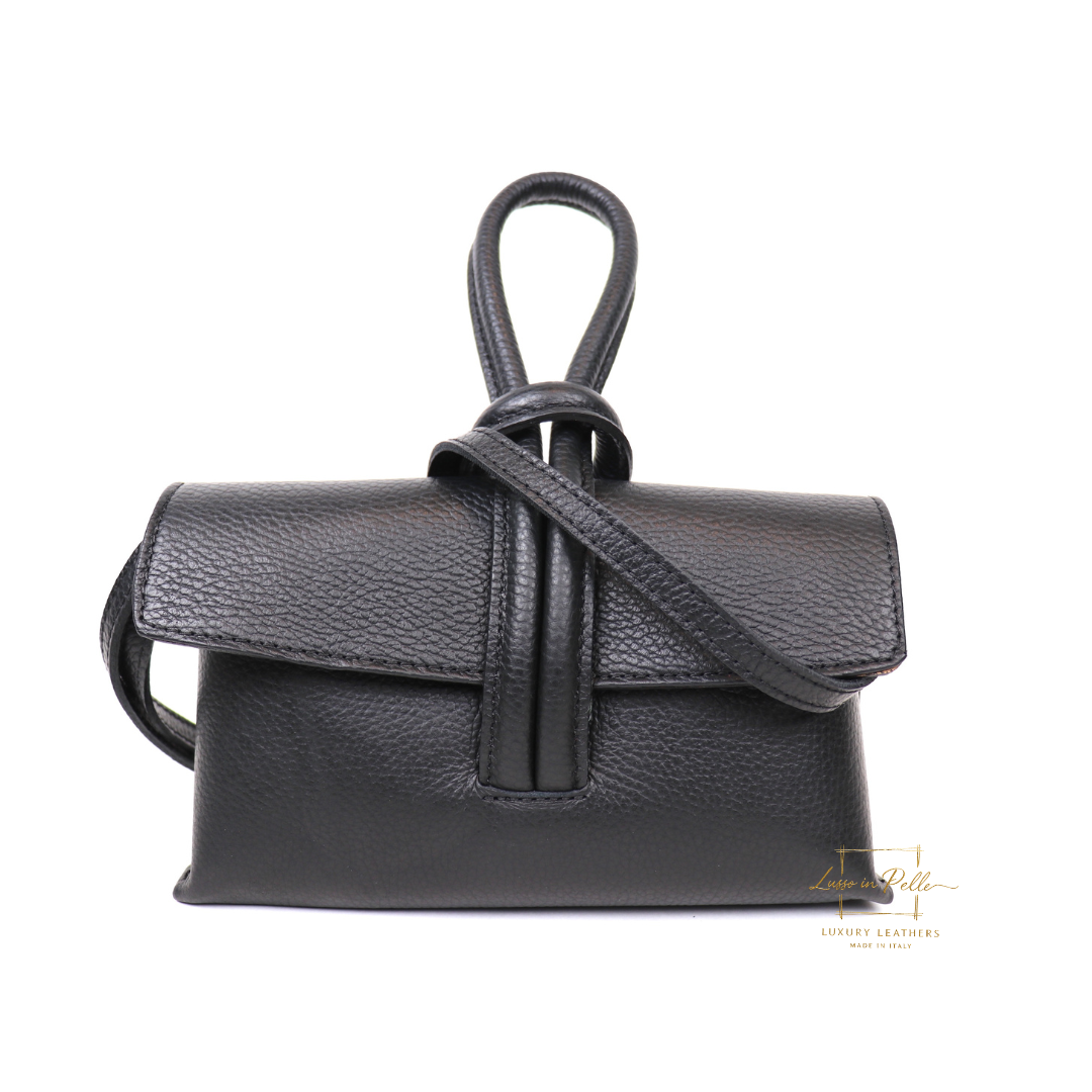 Versatile Leather Bag with Adjustable Detachable Strap - Wrist Bag - Clutch Bag - Lussoinpelle Black Crossbody bags