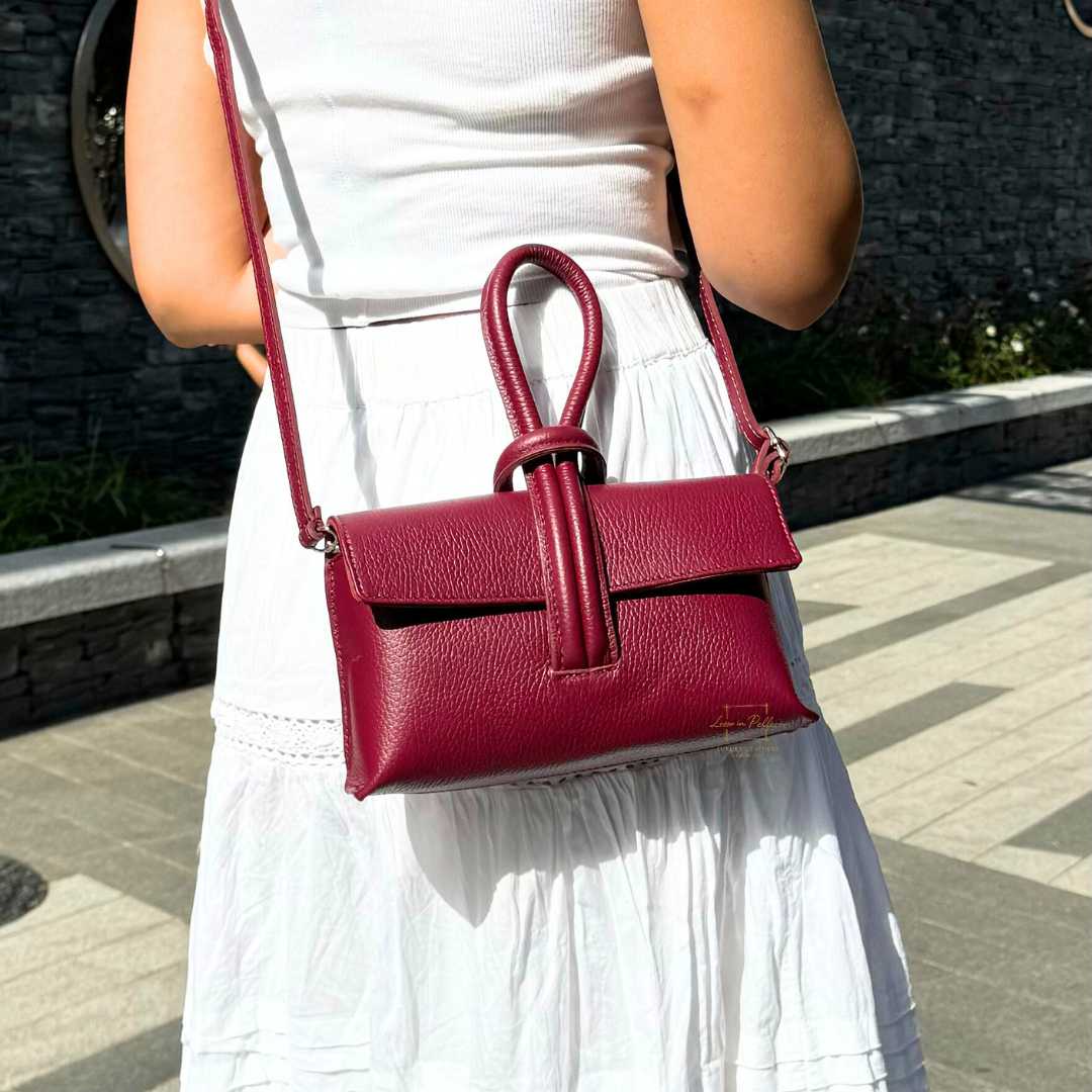 Rose Italian Leather Versatile Leather Bag - Wrist Bag - Clutch Bag