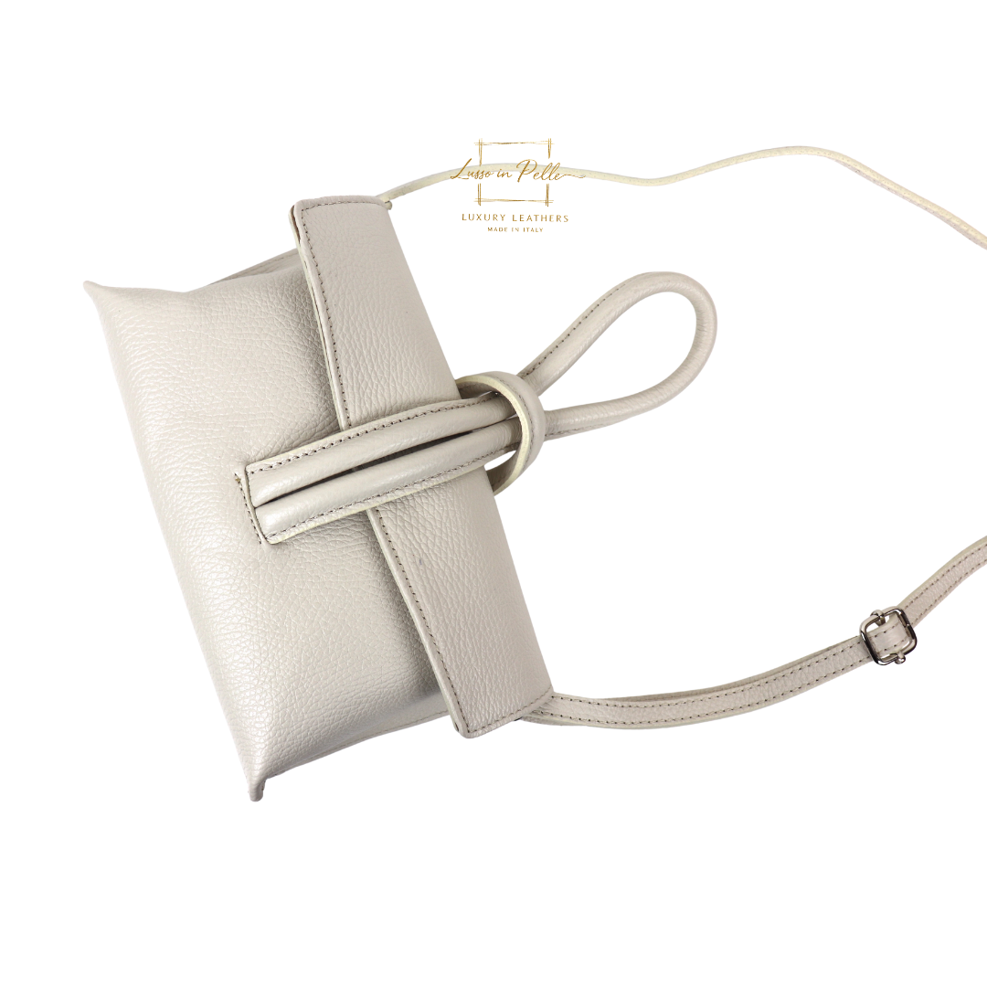 Versatile Leather Bag with Adjustable Detachable Strap - Wrist Bag - Clutch Bag - Lussoinpelle cream Crossbody bags