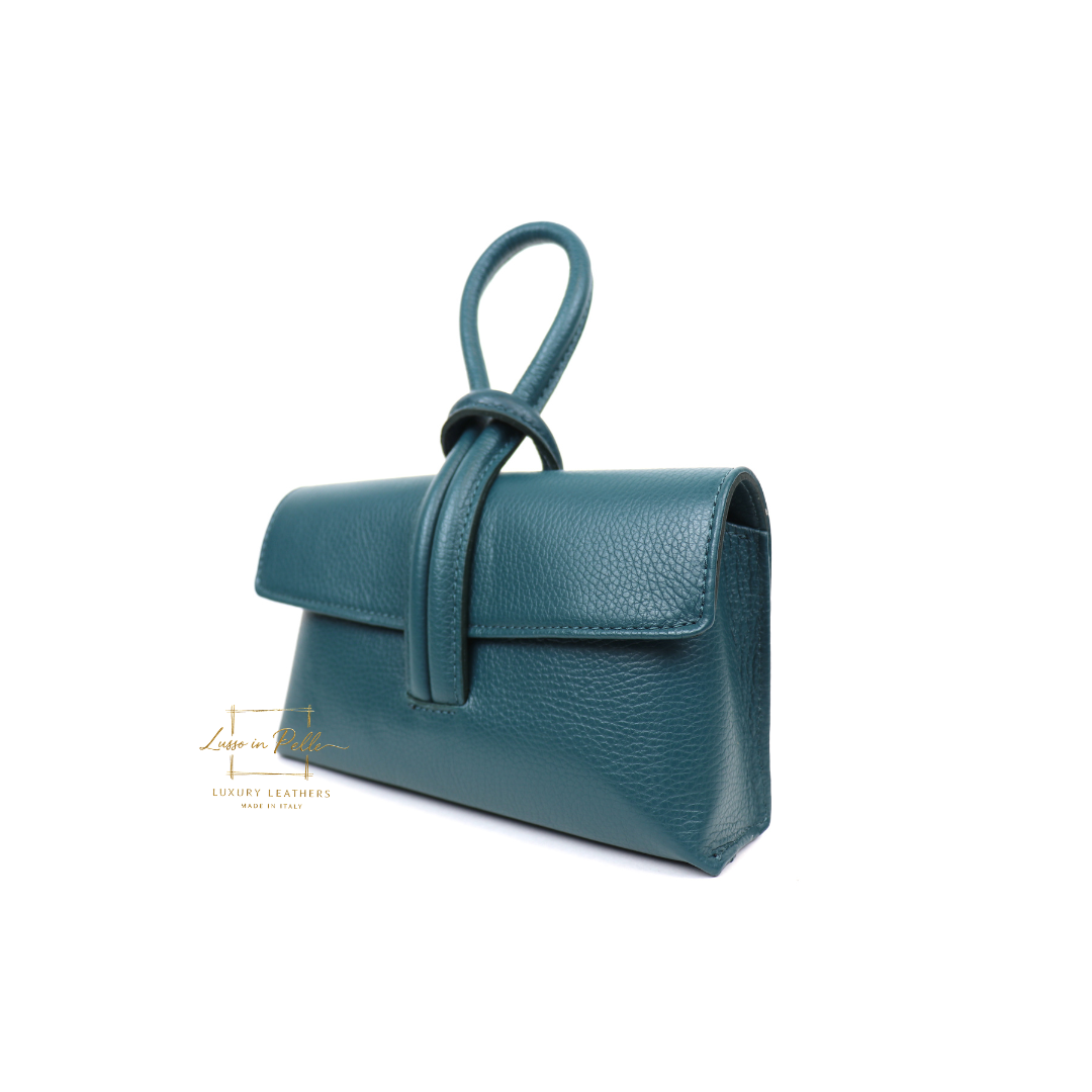 Versatile Leather Bag with Adjustable Detachable Strap - Wrist Bag - Clutch Bag - Lussoinpelle dark teal Crossbody bags