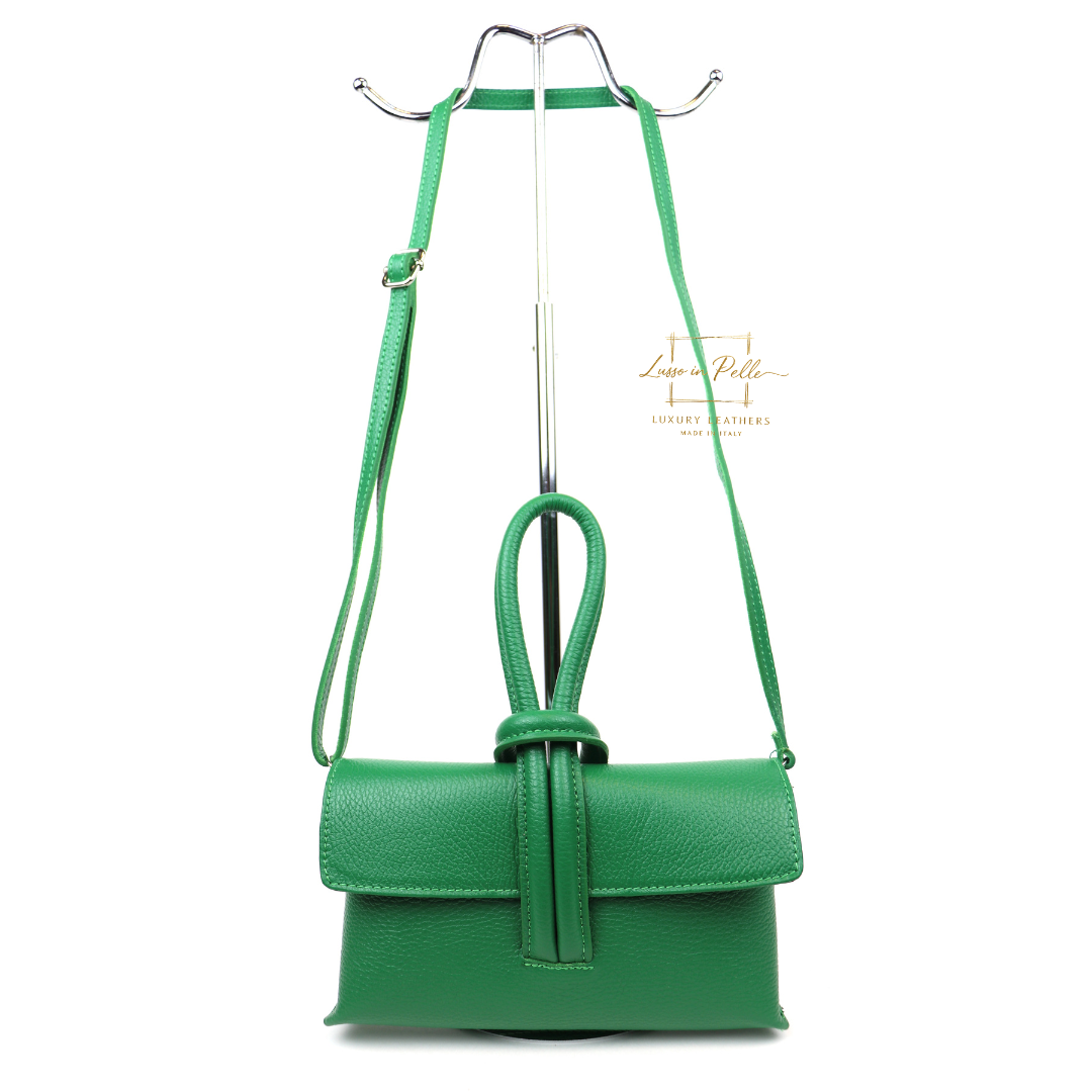 Versatile Leather Bag with Adjustable Detachable Strap - Wrist Bag - Clutch Bag - Lussoinpelle emerald green Crossbody bags