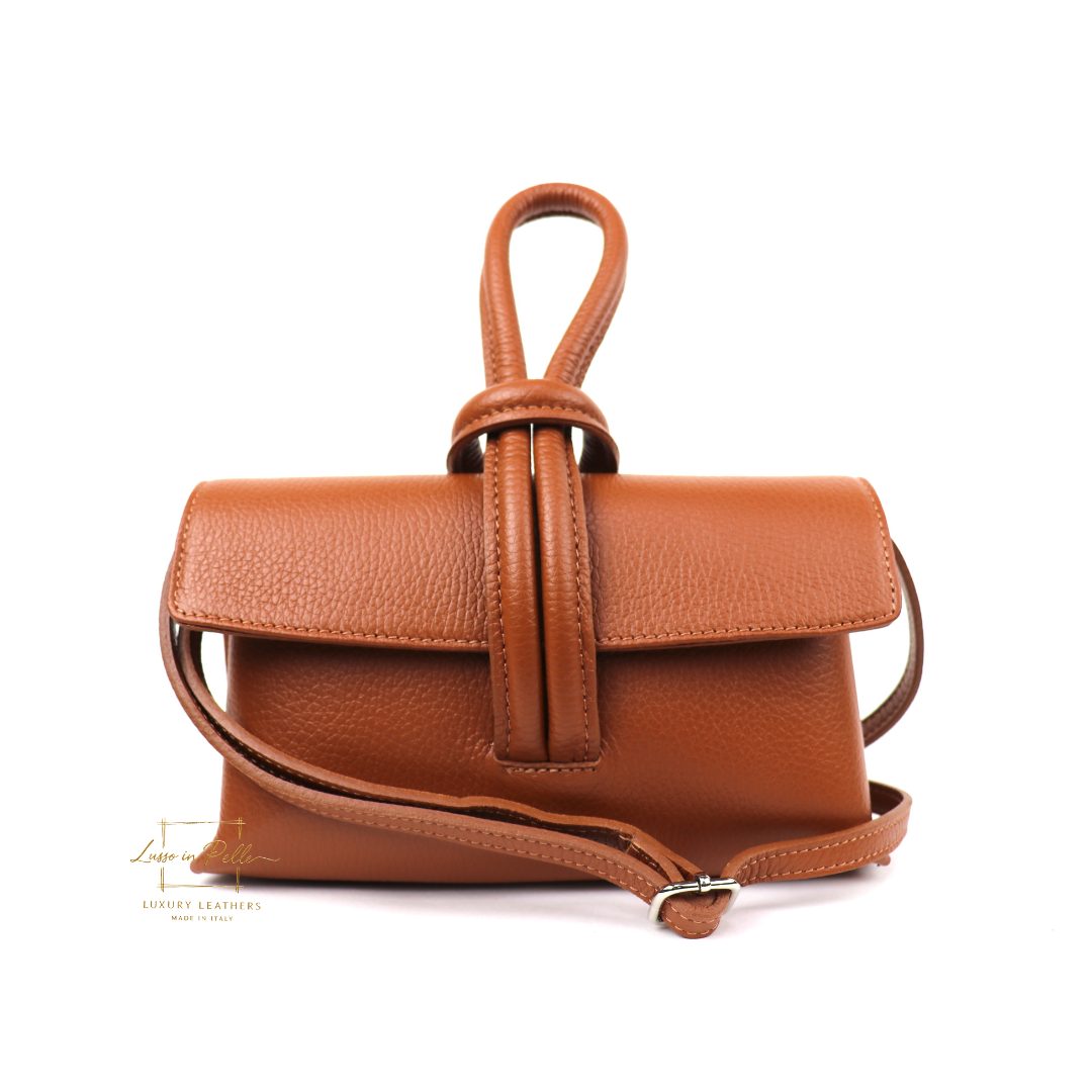 Versatile Leather Bag with Adjustable Detachable Strap - Wrist Bag - Clutch Bag - Lussoinpelle Tan Crossbody bags