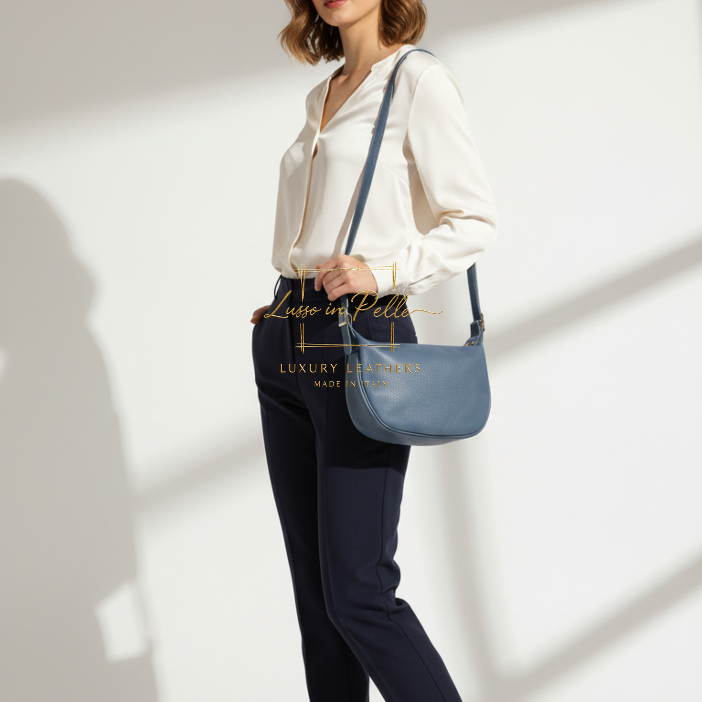 Half Moon Leather Crossbody Bag