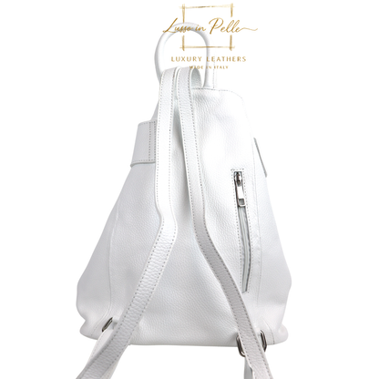 Fold-over Pebbled Leather Backpack