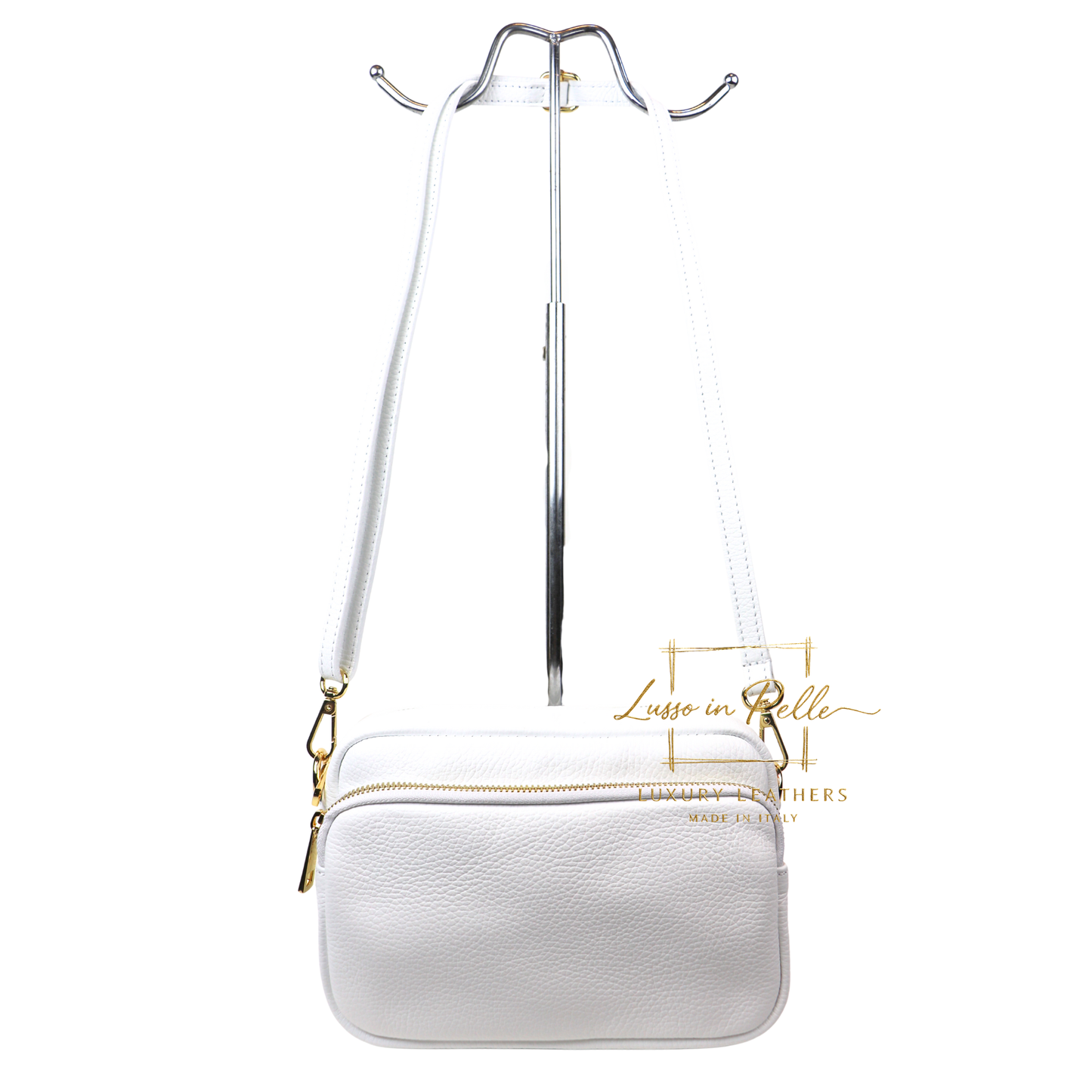 Double Zip Genuine Italian Leather Handbag