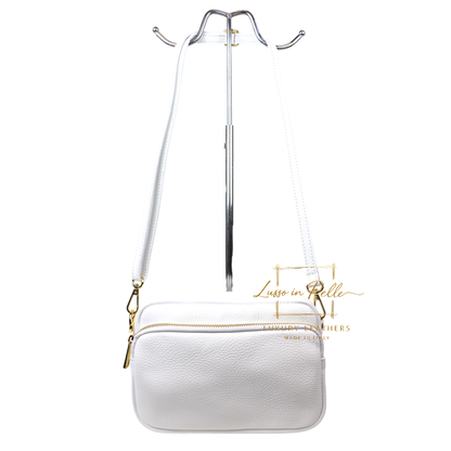 Double Zip Genuine Italian Leather Handbag