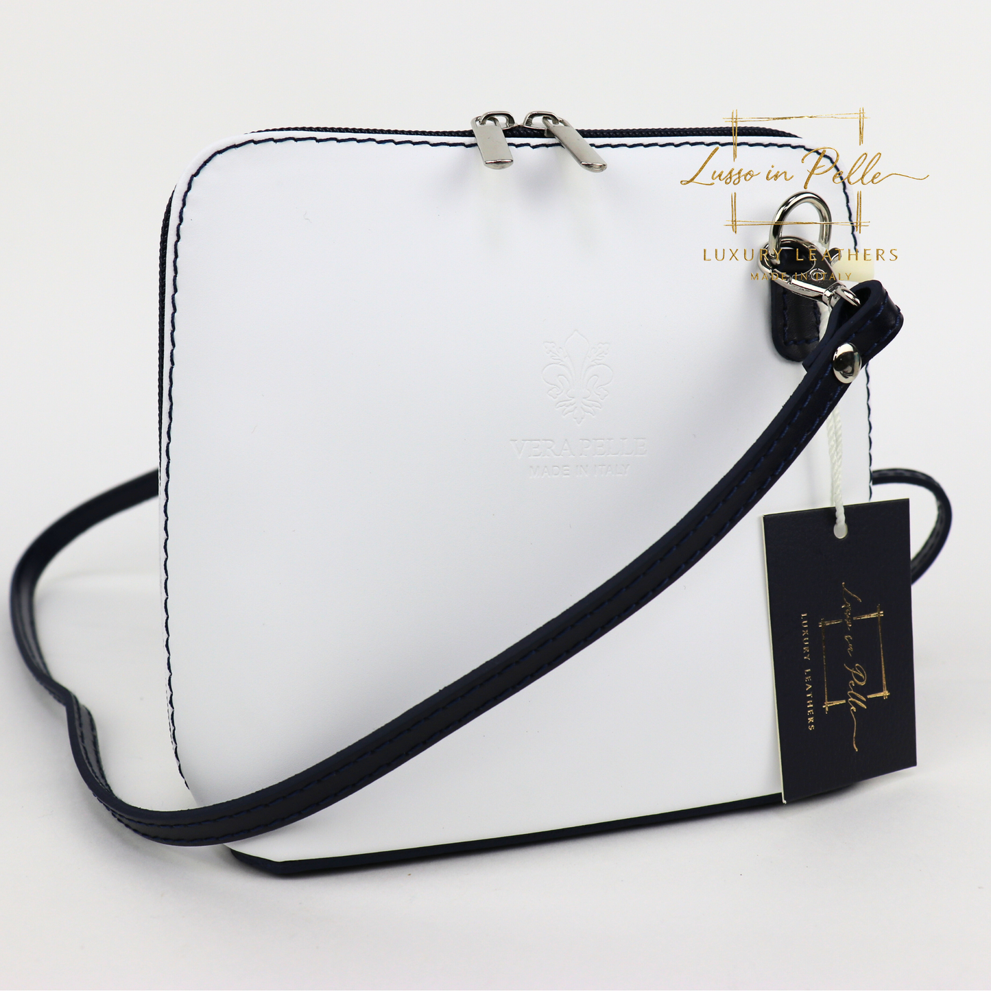 Ella Small Two-Tone Genuine Italian Leather Handbag with Detachable Straps