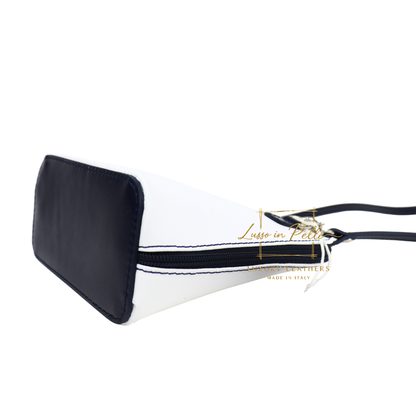 Ella Small Two-Tone Genuine Italian Leather Handbag with Detachable Straps