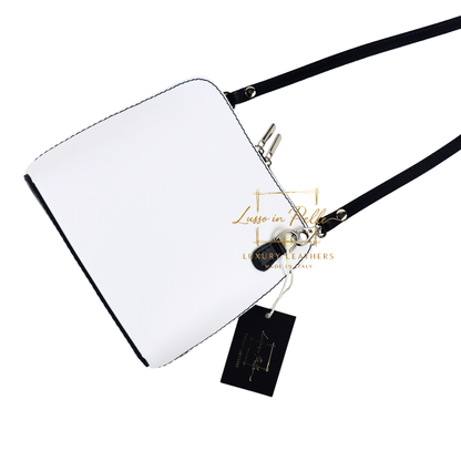 Ella Small Two-Tone Genuine Italian Leather Handbag with Detachable Straps