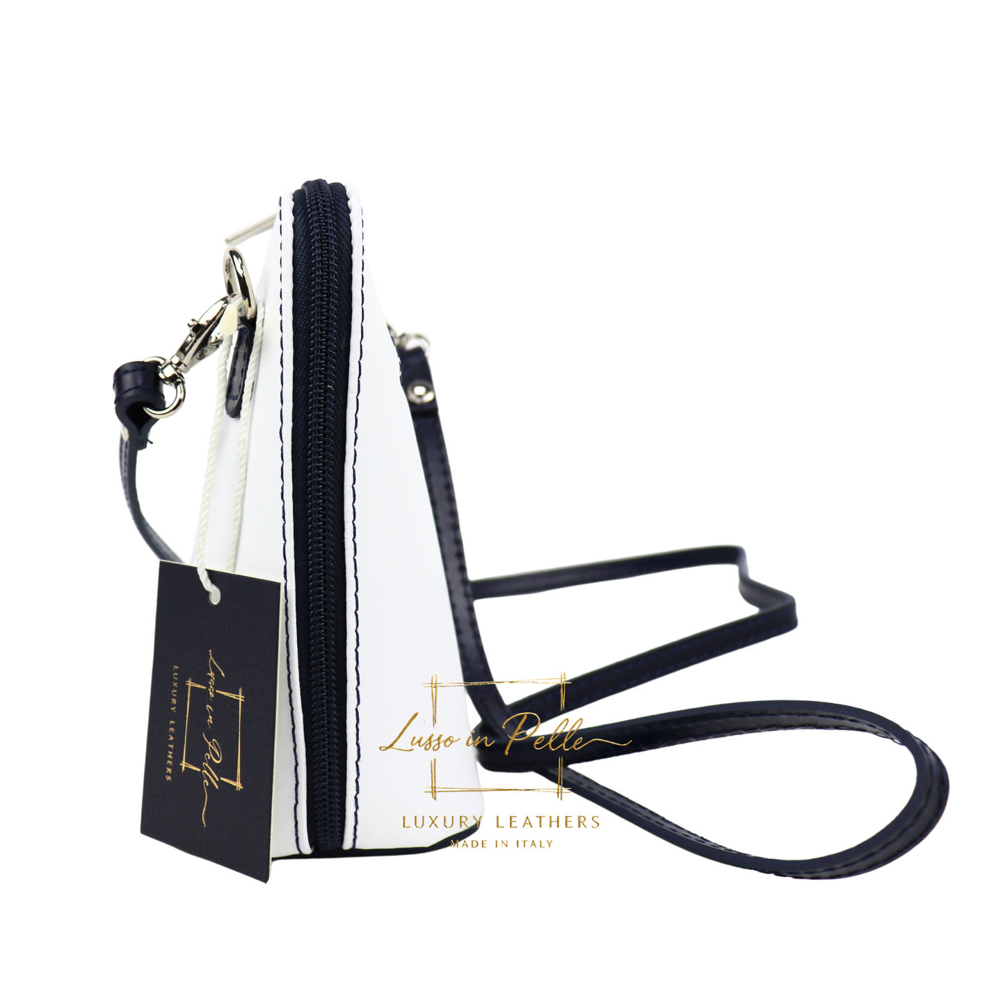 Ella Small Two-Tone Genuine Italian Leather Handbag with Detachable Straps